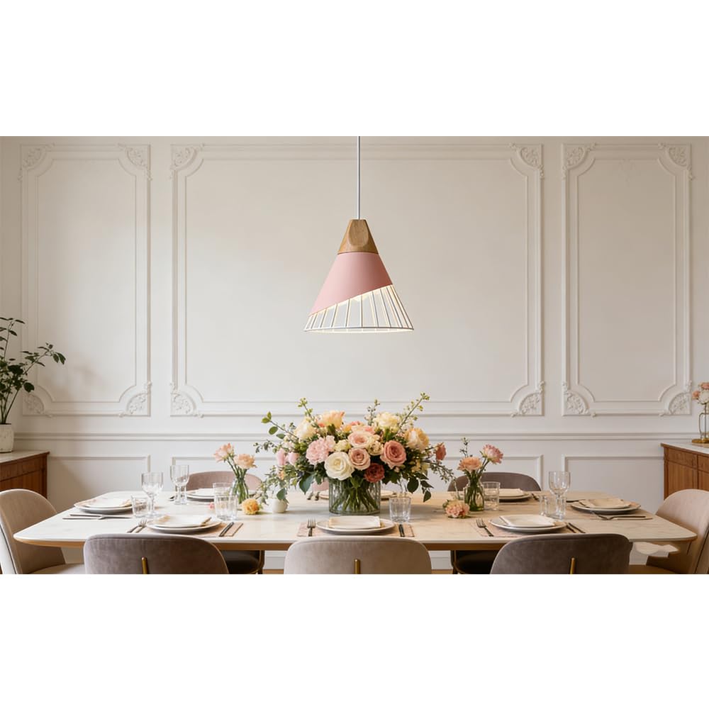 Chao Zan Vintage Pendant lamp, E27 Retro Pendant Lights, Dining Table lamp,Metal Ceiling Pendant Lights, for Dining Room Bedroom Loft Hallway - Without Bulbs (Pink)