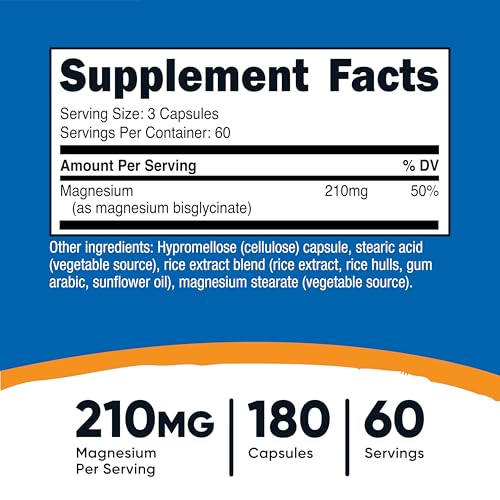 image for Nutricost Magnesium Glycinate Capsules (180 Capsules, 210 mg Per Servi