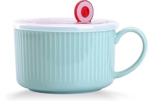 WHJY 30 oz Instant Noodle and Soup Mug with Heat-Preserving Handle