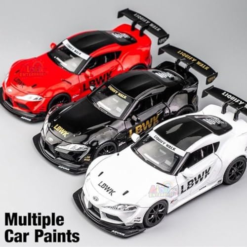 Image of 1:24 Toyota Supra LBWK Racing Car Toy Alloy Diecast Sound & Light Model for Children - Black