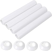 4 pieces heater pipe cover and 4 pieces heating pipe rosette outer diameter 32 mm, length 200 mm cover for plastic pipes, radiator pipes covers