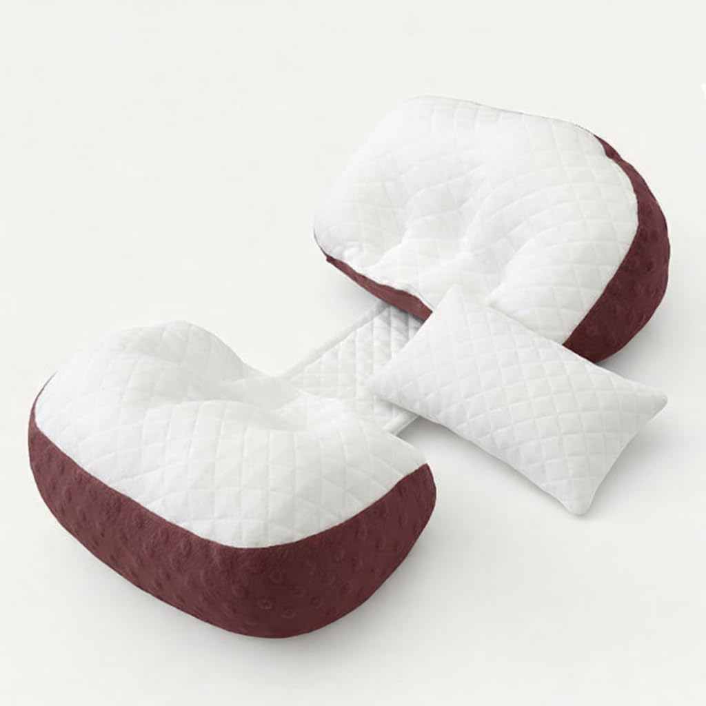 Necxy Pregnancy Pillow for Women – Pregnant Pillow & Maternity Pillow for Pregnancy Sleeping with Belly Support, Adjustable Butterfly Design (White & Maroon Set of 2)
