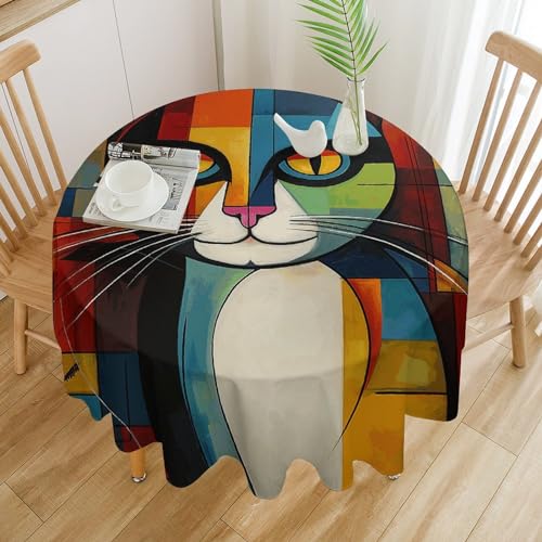 Nappe ronde imperméable et résistante à l'huile lavable en machine pour buffet