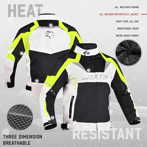 Image of J.A.G. JAG Mesh Motorcycle Jacket-Biker Jacket-CE Armored Motorbike Jacket Men-High Visibility Breathable Riding Jacket