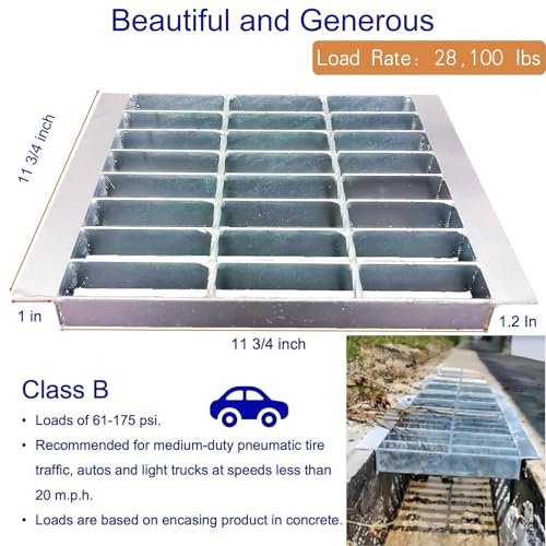 Image of Galvanized Steel Drain Grate with Lip, Channel Cover 12x12 in