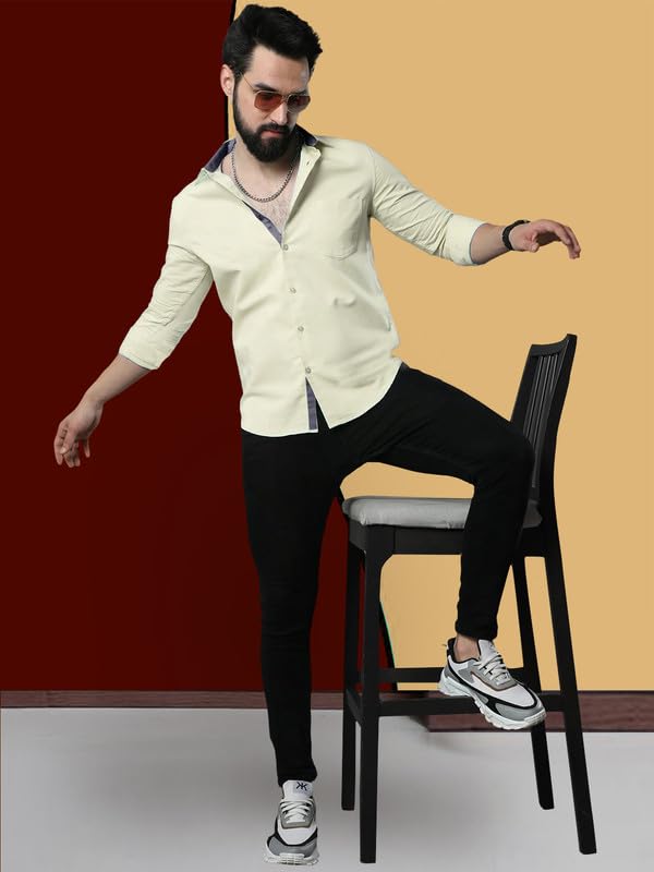 Image of Pinkmint Combo of Men Casual Cotton Blend Full Sleeves Formal Regular Slim Fit Plain Office Shirts