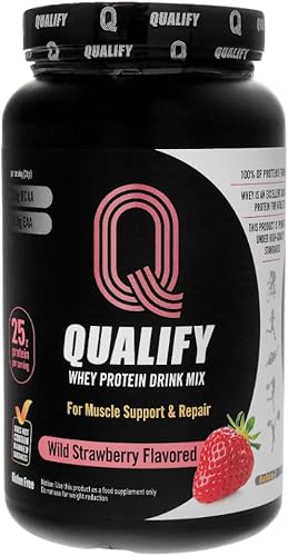 Mezcla de bebida en polvo de proteína de suero de leche, sabor a fresa silvestre, sin gluten, altamente kosher, 0.88 onzas de proteína, 0.18 onzas