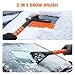 nacena Snow Brush and Ice Scrapers for Car Windshield, Detachable Snow Remover for Cars EVA Foam Grip and Rotatable Brush Head Snow Scraper for Car Trucks SUV, Winter Cars Accessories (Orange)