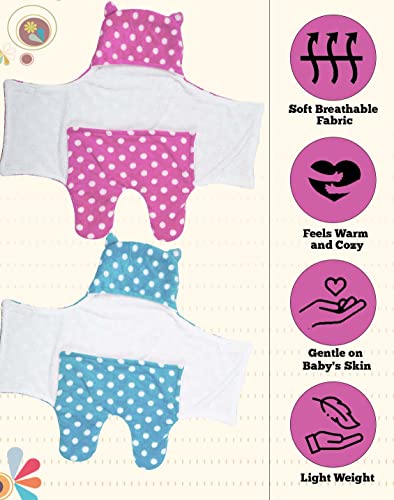 Image of New Born Multi-Purpose Baby Boy's and Baby Girl's Blanket and Sleeping Bag (Blue Pink, 0-6 Months)