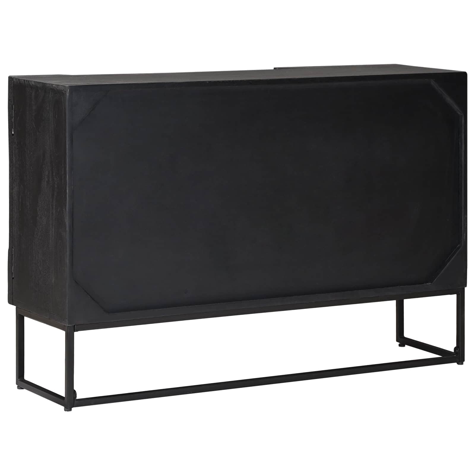 Kredenza czarny 105 x 30 x 68 cm | lite drewno mango, 2 drzwi, elegancki design, do salonu, jadalni, przedpokoju