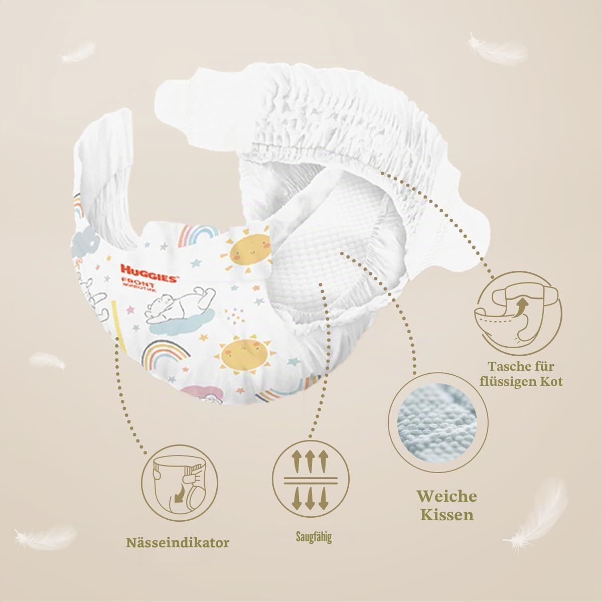 Huggies Extra Care Babywindeln mit Disney, Größe 4 (8-14 kg), 2 Packungen x 38 Windeln, insgesamt 76 Windeln