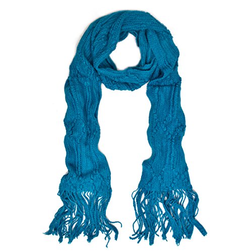 Soft Knit Diamond Pattern Solid Color Warm Fringe Scarf - Diff Colors Available