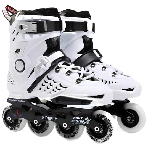 JIMSHUINIO インラインスケート ローラースケート 女性 男性 キッズ 大人用 Inline skate 初心者 若者向け 静音 通気性 耐久 安全 アウトドア ホワイト ブラック 2色 (ホワイト,43 外寸 29cm)