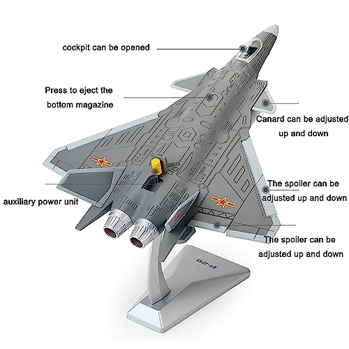 Modelo de avión J-20 stealth fighter diecast coleccionable con detalles de camuflaje 4