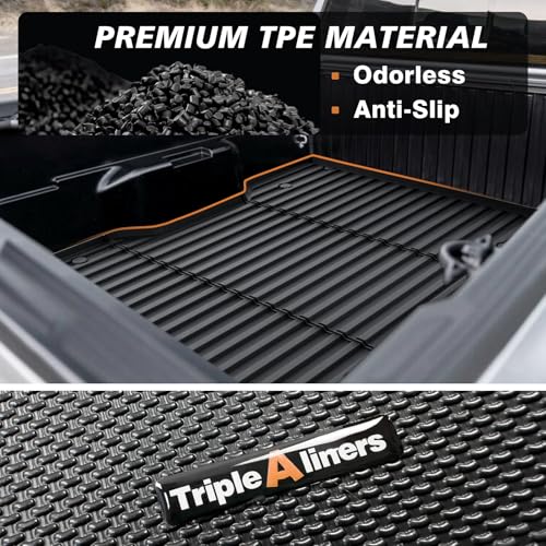 Image of TripleAliners Truck Mat Compatible with 2024-2026 Toyota Tacoma 6FT Accessories, Truck Bed Mat Heavy Duty Custom Fit All Weather Protection TPE Pickup Liner