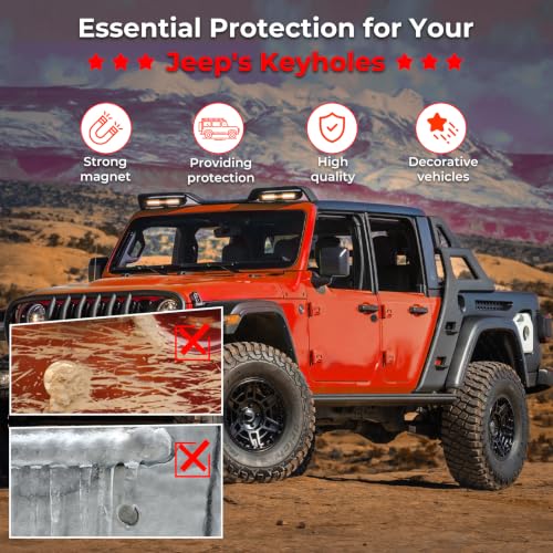 Image of CALBEAU Strong Magnet Keyhole Covers Compatible with 2018-2026 Jeep Wrangler JL and Gladiator JT, 2 Front & 1 Tailgate Door Lock Protectors, Classic, 3 PCS