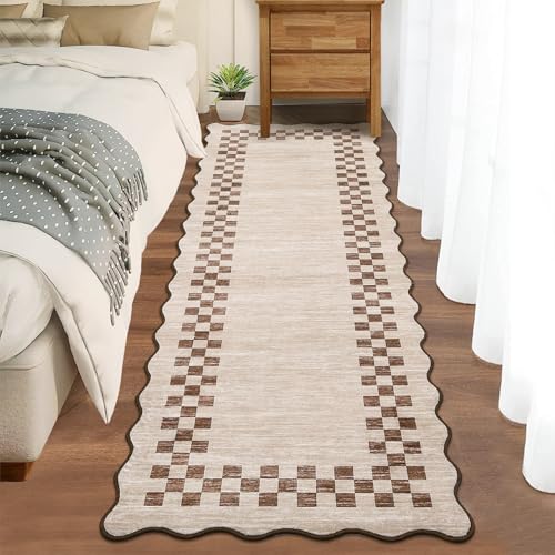 Tapete largo GarveeHome Beige 2x6 pies antideslizante lavable miniatura 2