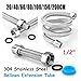 Stainless Steel G1/2'' Internal and External Threaded Bellows Extension Tube 20-200CM Leak-proof Flexible Hose(40cm)