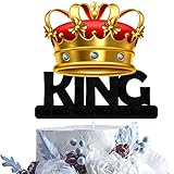 Hugmagoz Crown King The Man The Myth The Legend Cake Topper for Man Male Happy Birthday Theme Decor Supplies Daddy Father's Day Family Party Decorations