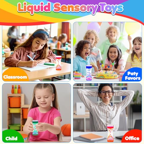 Liquid Motion Bubbler Sensory Toys - 6 Pack Bubble Timer for Kids and Adults, Calming Fidget Toy for Autism Community, Christmas Stocking Stuffers