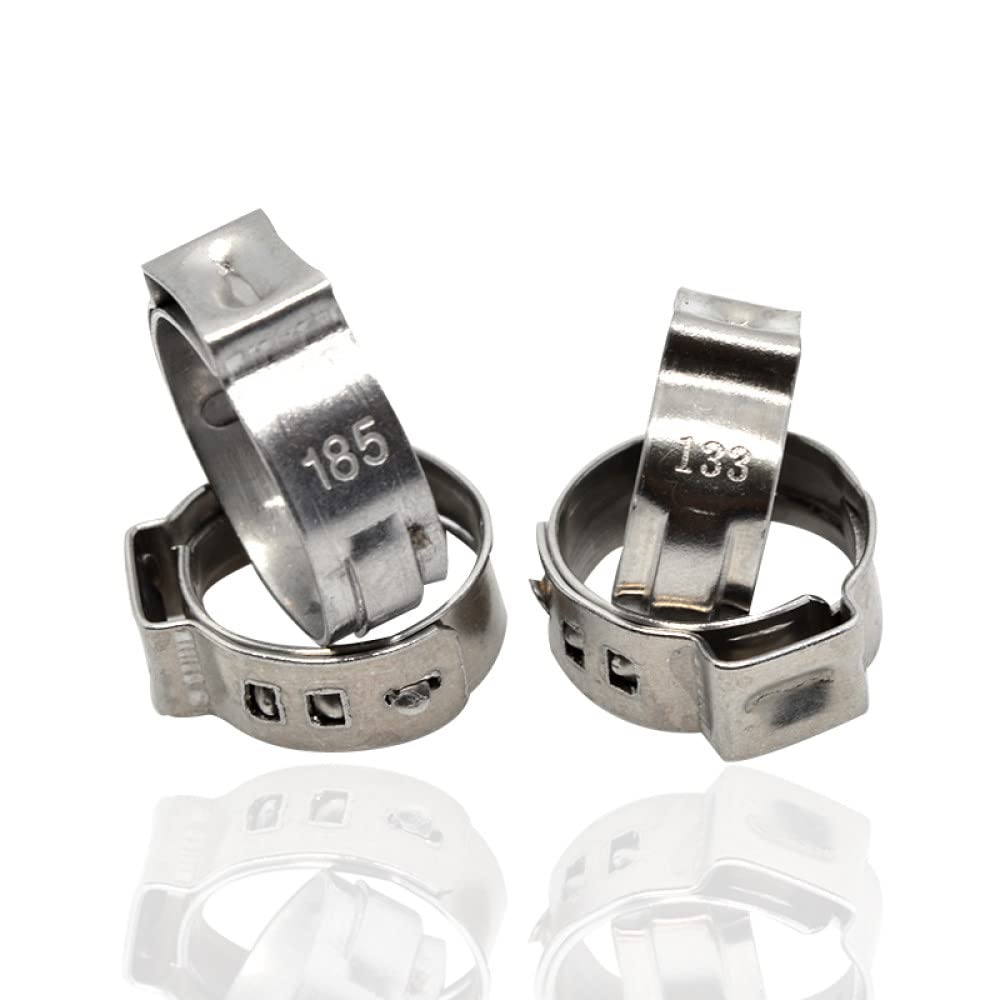 10,8–13,3 mm Quetschklemmen, stufenlos, einzelnes Ohr, dicht schließend, vibrationsfest, für feste Schläuche und Rohre, 304 Edelstahl, Packung 100, 10,8, 13,3 mm