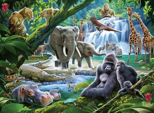 Ravensburger - Puzzle 100 pièces XXL - Les Animaux de la Jungle
