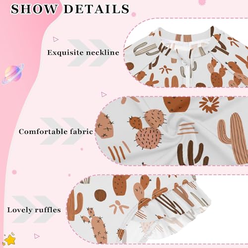 Cactus Girls Long Sleeve Rashguard Swimsuit UV Protection One-Piece Swimwear Bathing Suit B04046124