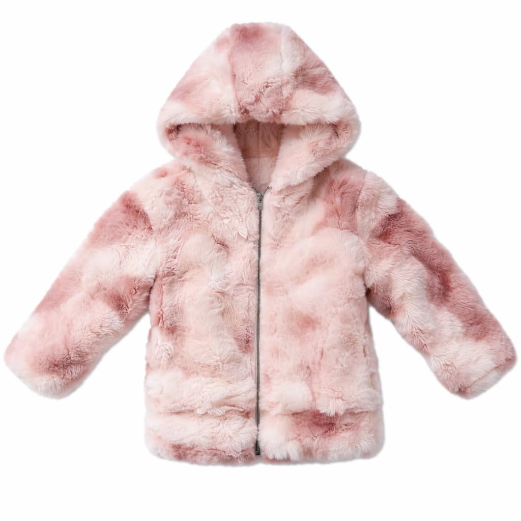 Luxury Women's Hooded Faux Fur Winter Coat, Plush Pink Makhamli Material, Zipper Closure with Hood-picture-55