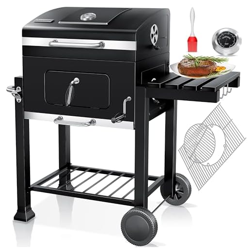 BBQ Grill Reinigungsbürste und Schaber Borstenfrei - Grilldrahtbürste für Grill - 45,7 cm Edelstahl Grillrost Reiniger - sicheres Grillzubehör & Werkzeuge für Porzellan/Weber Gas/Holzkohle 7 KESSER® Grill Grillwagen XXL Holzkohlegrill mit Deckel , Rädern , Edelstahl-Griff , Grillrost und Thermometer Holzkohle kohlegrill wagen groß Kohle BBQ Camping , Terrasse, Garten (Schwarz / Silber)