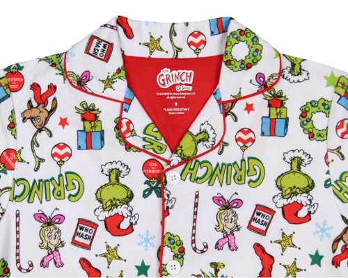 Dr. Seuss GRINCH Pajamas Christmas Notch Collar Ultra-Soft Pajama Set For Kids and Toddlers2