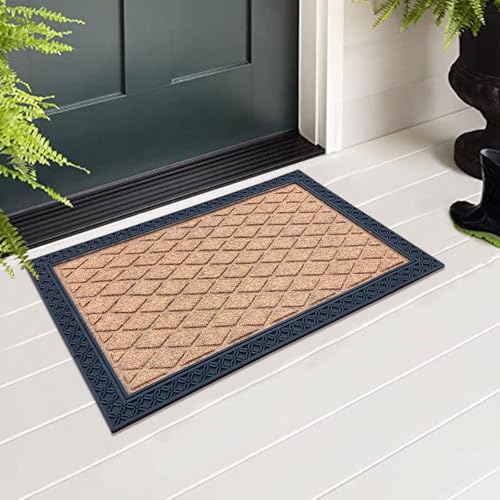 Image of Luxe Home Door Mats for Home Natural Coir Mat Anti-Slip Entrance Rug with Rubber Backing for Indoor and Outdoor Use (40x60 cm) Beige