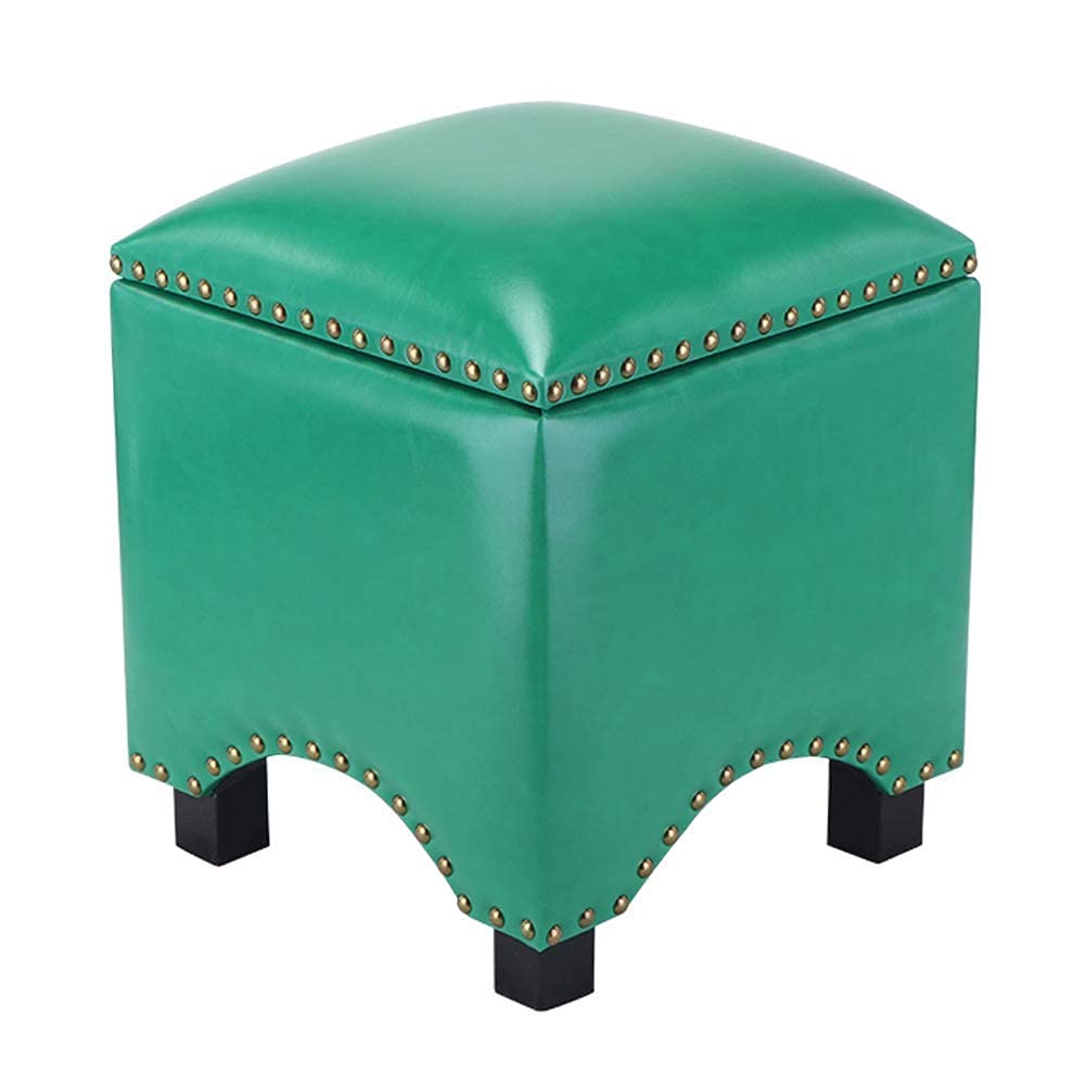 Pouf de rangement ottoman en similicuir vert pour salon chaleureux