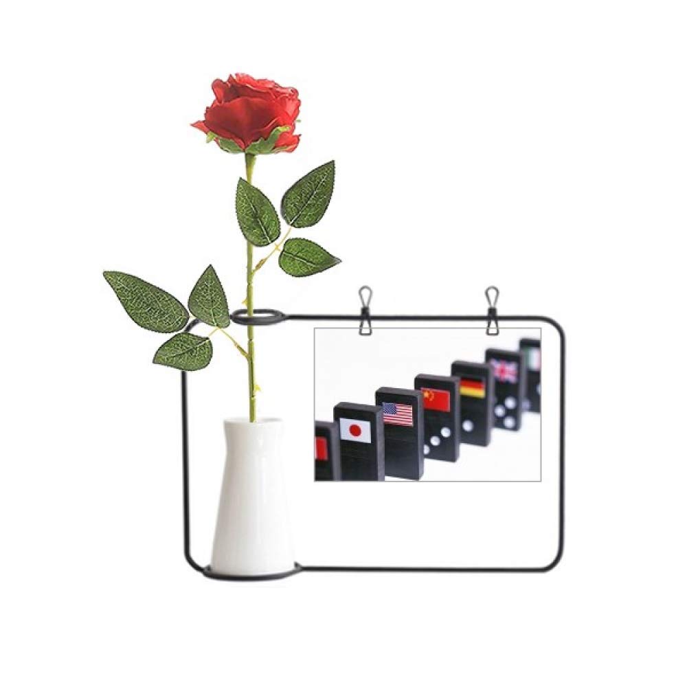 Rose artificielle à suspendre en bouteille décorative avec drapeau de jeu Pai Gow dice