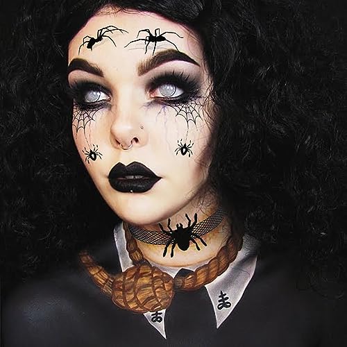 Spinne Haarreif für Halloween Kostüme, Haarband Mit Glitzereffekt, Temporäre Tattoos, Kinder Fasching Kostüm Karneval Party Accessoire