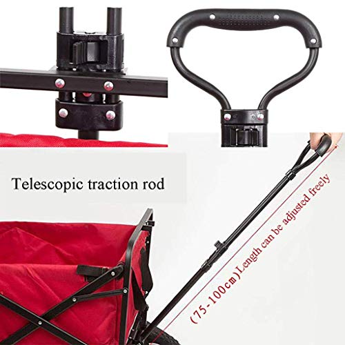 NBHDEK Zusammenklappbarer Gartenwagen, robuster Wagen, multifunktionaler Einkaufswagen für Outdoor-Camping, Fotografie, Ziehwagen, Tragkraft: 100 kg – Bild 3