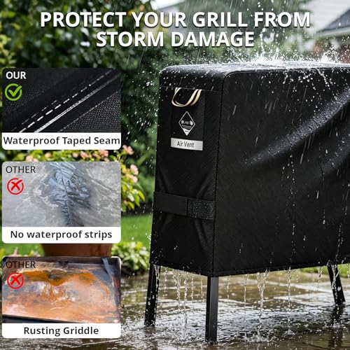 Image of PasWith Griddle Cover for Blackstone 22 inch with Hood & Stand[Upgrade 1000D Heavy Duty Fabric]Waterproof UV & Fade Resistant Griddle Cover for Blackstone 17 and 22 inch Grill with Straps & Air Vents