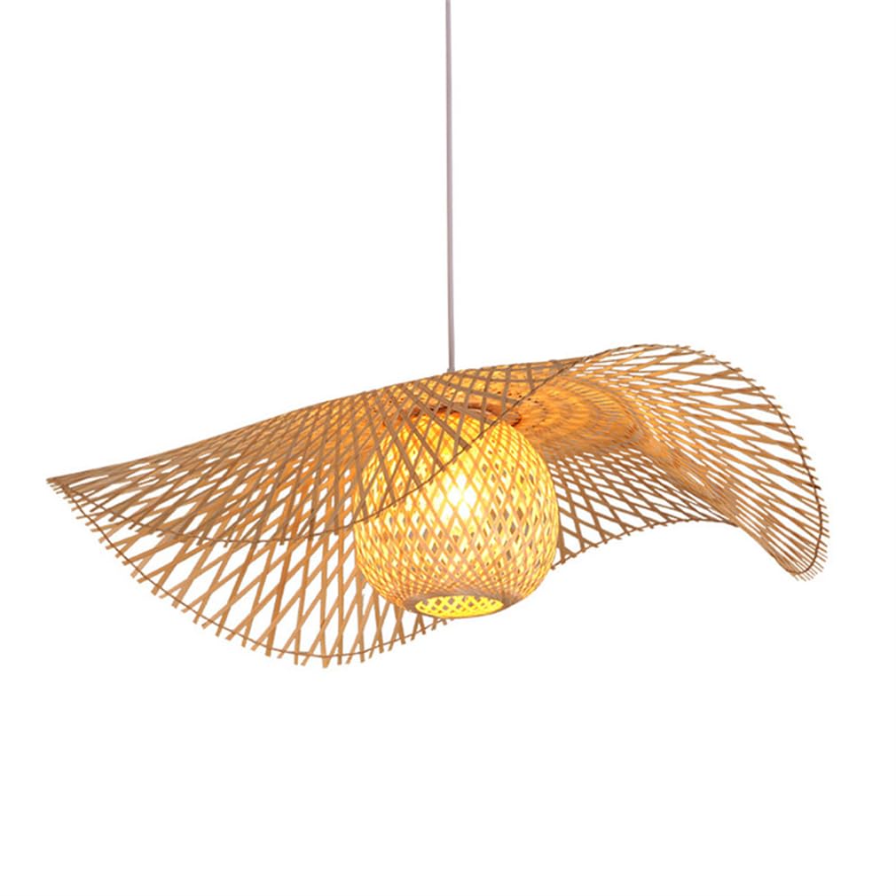Luminaire rotin cuisine suspension bambou 65cm style campagne et bohème