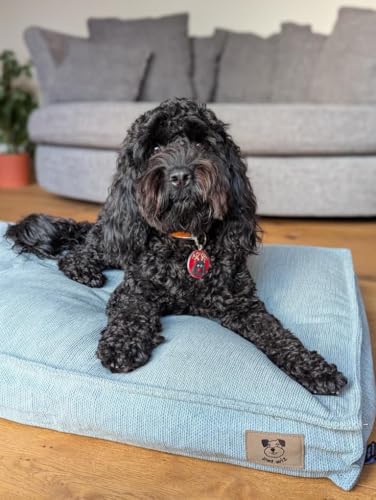 Lit rembourré pour chien en peluche haut de gamme bleu M