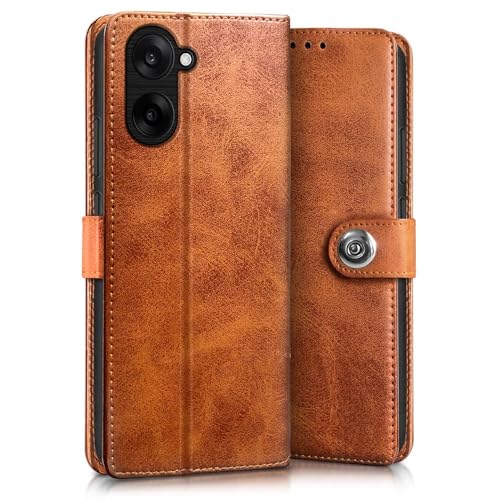 Image of WOW IMAGINE Shock Proof Flip Cover Back Case for 1+ OnePlus Nord CE 5 5G (Magnetic Button Flip Case | Wallet Pockets & Stand | Leather Finish | Alder Brown)