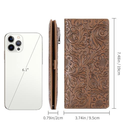 Image of GOIACII Leather Women Wallet RFID Slim Wallets for Women Thin Ladies Credit Card Holder Bifold Billfold with 11 Card Slots & ID Window