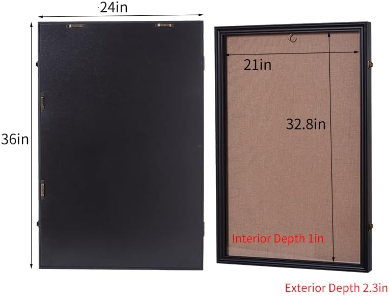 Miniatura 5 de Shadow Box 24 x 36 pulgadas, marco de caja de sombra súper grande con cerradura de puerta con bisagras, vitrina de jersey con 98% de protección UV