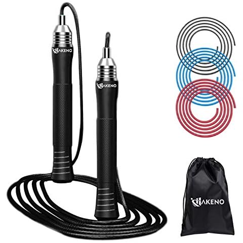Speed Jump Rope Skipping Rope Tangle Free Adjustable Length Durable Metal Thick Handle Self-Locking Steel Ropes for Workout Exercise (black)… Cover
