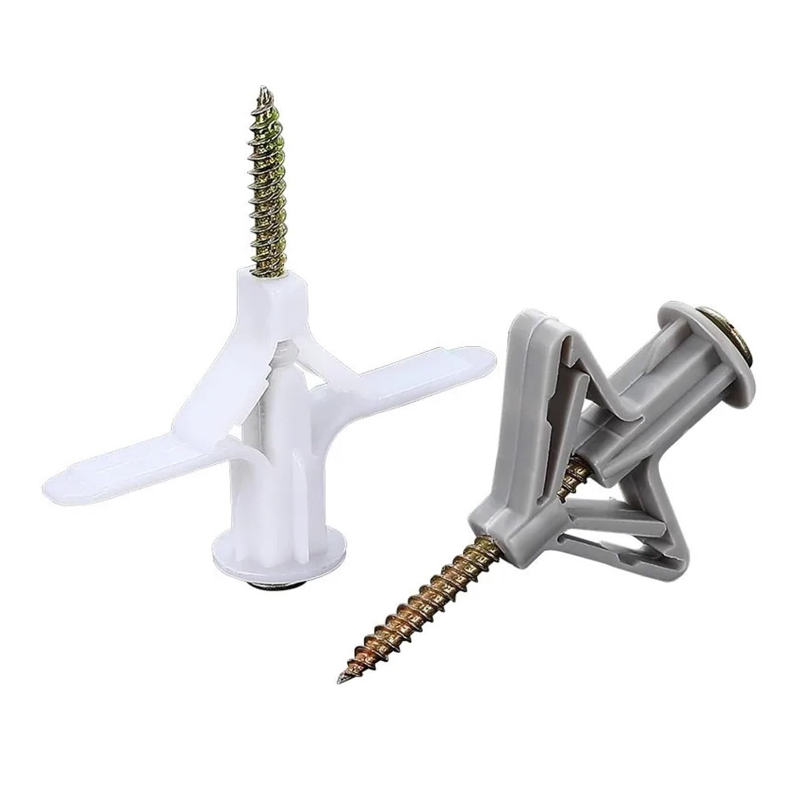 Tacos de pared de palanca de plástico, anclajes de expansión para paneles de yeso huecos, Kit de fijación de pernos de anclaje, herramientas de fijación de Hardware(White,5cm (100sets))