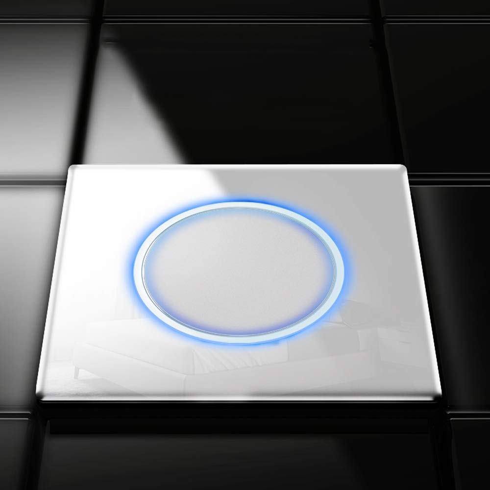 Lichtschalter, Lampenschalter, ❀ intelligente Lichtschalter, 86 verdeckte runde Tasten-Schalttafel, Haushalts-Innen-Bedienfeld mit LED-Anzeige, nordischer weißer quadratischer Schalter (Farbe: leeres