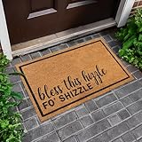 MAINEVENT Bless This Hizzle Fo Shizzle Door Mat 30x17 Inch, Funny Doormat for Covered Outside Area, Welcome Mat Coir Decor w/Non-Slip PVC Backing