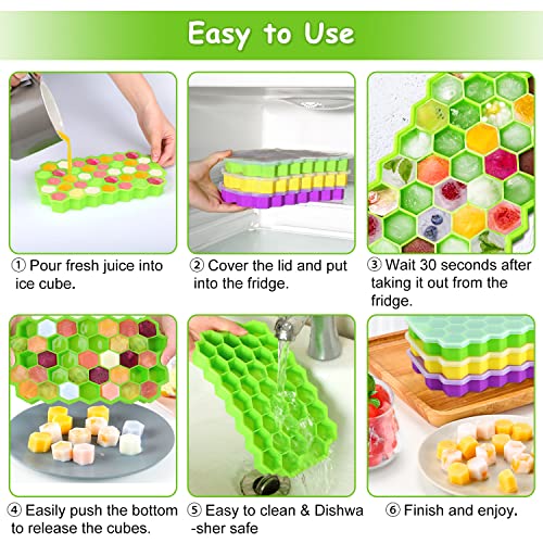 MOSOTECH Stampo Ghiaccio Silicone con Coperchio - 3 Pezzi Stampi Per Ghiaccio, Rilascio Facile per Ghiaccio - può Essere Utilizzato in Congelatore e Forno - immagine 4