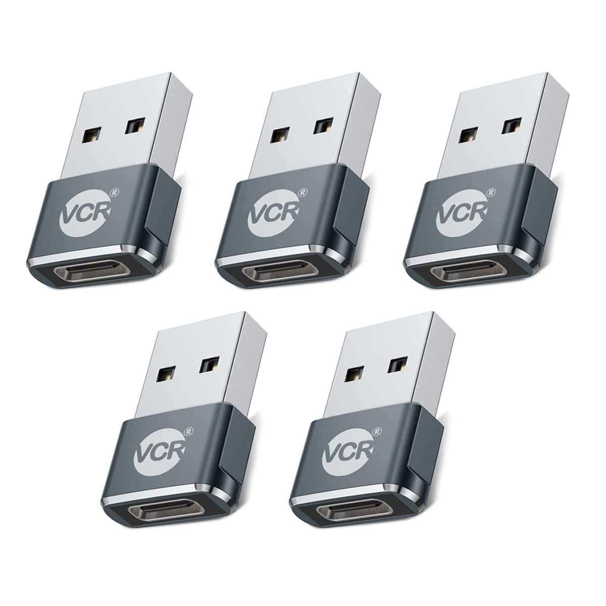 VCR Mobile Accessories, USB Type C Female to USB Male A Adapter, 5 Units Pack, Grey Mini USB C Type Adapter Charger, Charging Cable Adapter for All Mobile Devices, Laptops, MacBooks and iPad (B0BWNLJW9C) Amazon Price History, Amazon Price Tracker