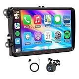 2+64G Double Din Car Radio for Golf MK5 MK6 Jetta Head Unit, 4 Core 9 Inch Android 14 Touch Screen Car Stereo Radio with Wireless Carplay Android Auto Bluetooth GPS AHD Backup Camera WiFi