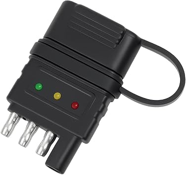 4-Way Flat Car Trailer Wiring Tester, 4 Pin Vehicle Male Female Tester with LED Indicators, Automotive Turn Signal Tail Lights Trouble Shooter Wire Circuit Accessories, Universal Fit