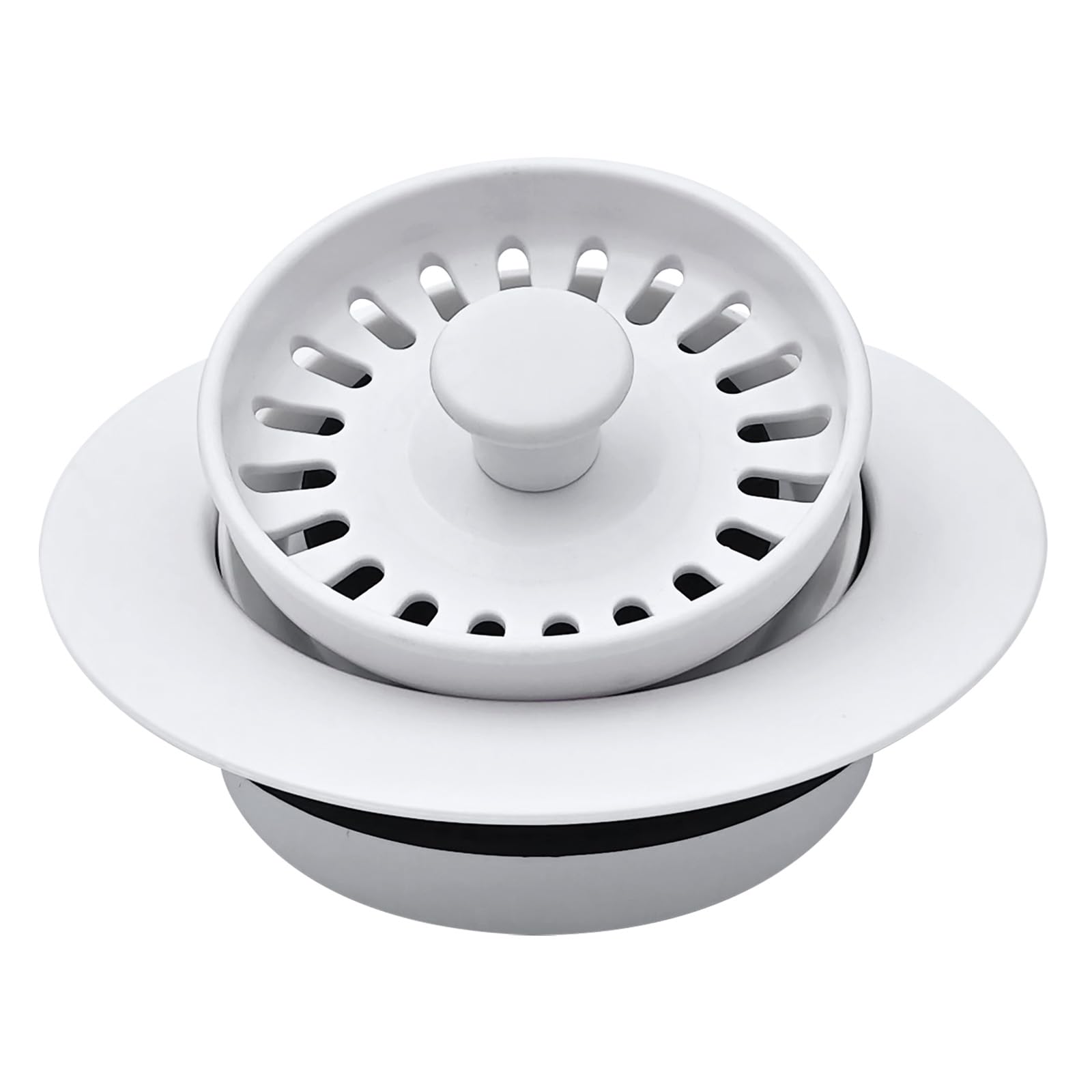 GZILA Garbage Disposal Drain Strainer and Stopper with Decorative Disposal Flange in White, Fit 3.5 Inch Standard Drain Hole